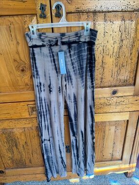 Jesse & J Tie-Dye Wide Leg Lounge Pants - Neutral Black & Taupe